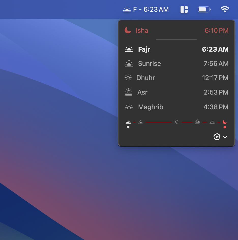 Screenshot for the menubar