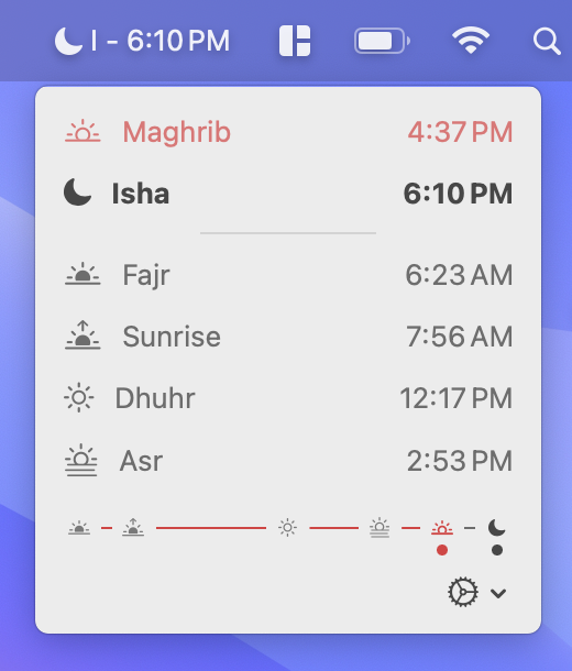 Light screenshot for the menubar